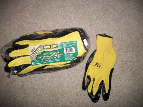 Firm grip nitrile coated high performance work gloves size l 10 pair - new #5510 for sale