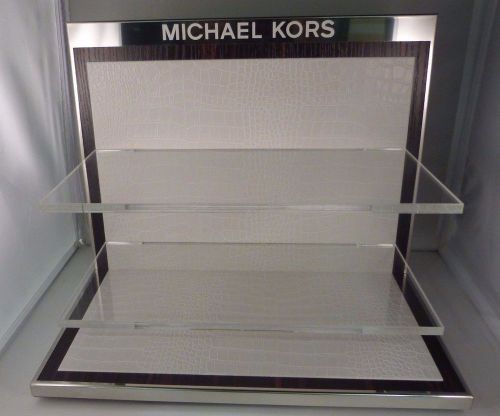 New michael kors store counter pop plastic / metal 3-shelf display 14&#034; nib for sale