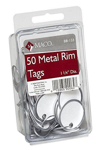MACO Metal Rim Key Tags, 1-1/4 Inches in Diameter, 50 per Pack BB-133