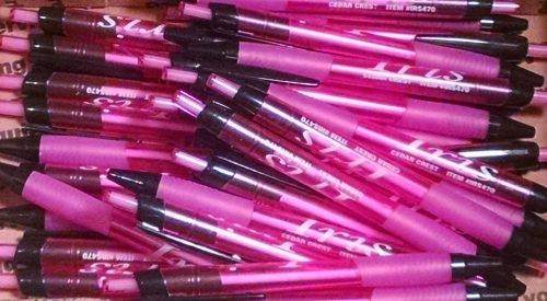10 New Misprint Ballpoint Retractable Ink Pens, Pink and Black (Black Ink)
