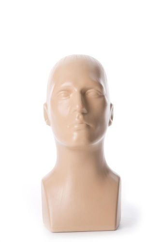 Free Standing Tabletop Male Mannequin Head Hat Scarf Display - Fleshtone
