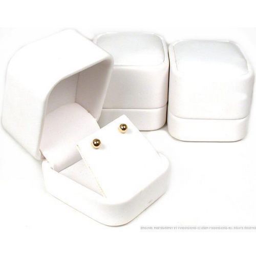 White Faux Leather Earring Display Case Countertop Box
