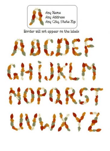 30 Return Address Labels Alphabet Monogram Fall Leaves Buy 3 get 1 free (fl1)