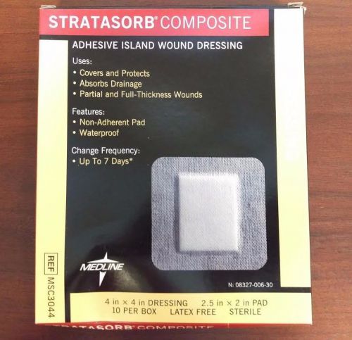Medline Stratasorb Composite Adhesive Island Dressing 4&#034;x4&#034; 10/BX #MSC3044 NEW
