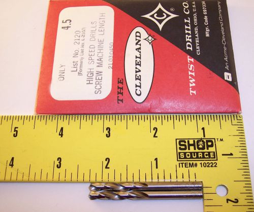 New cleveland ~ usa 4.5mm drill bit 4.5 mm ~ lathe mill machinist aircraft tool for sale