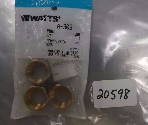 3 PC. WATTS A-303 5/8&#034; COMPRESSION NUTS ***NEW*** PIC#20598