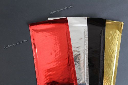 120 -5x9&#034; ~Gold|Black|Red|Silver Metallic Foil Mirrored Self Seal Bubble Mailers