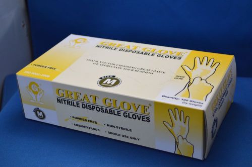 Great Glove 100 CT Nitrile Powder Free Blue Gloves Non Latex Disposable Medium