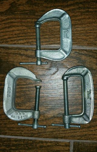 Vintage USA Lot of 3 Pony 233 and 232 C Clamps 1-1/2&#034; 2 1/4&#034; FREE SHIPPING