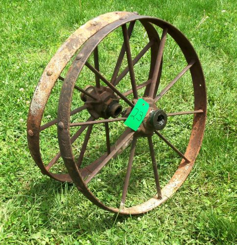 2 Antique Iron Wheels Hit Miss Engine Yard Garden Decor Lot 23