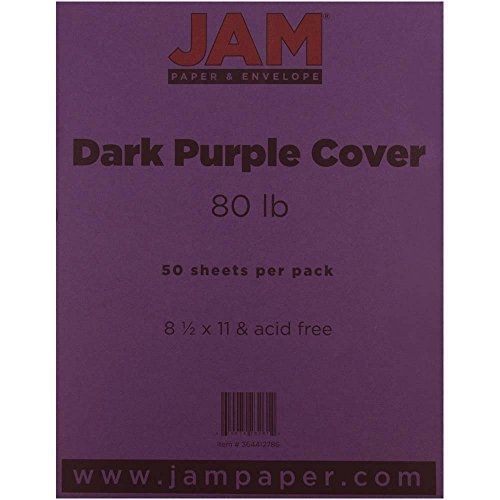JAM Paper? 8 1/2 x 11 Cardstock - 80 lb Dark Purple Cover - 50 sheets per pack