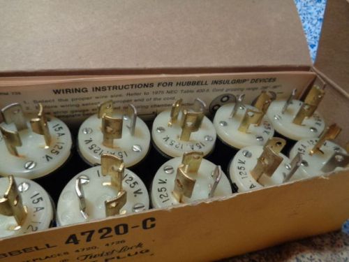 10 hubbell 4720-c new *nos 15a 125v v 3 wire grounding plugs dead front *iob for sale