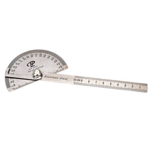 Stainless Steel Protractor Round Head Rotary Goniometer Angle Ruler Professional