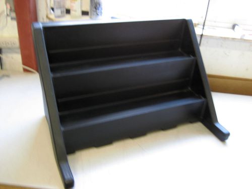 Used cambro 12r display rack, heavy black molded plastic, 3-tier, 23&#034;w x 15&#034;dx14 for sale