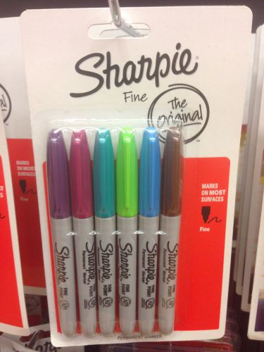 Sharpie fine type 2 marker 6 pieces the original multi color set marker pens for sale