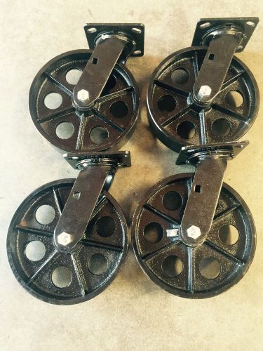 6&#034;x 2&#034; steel caster set. four swivel caster . very industrial look for sale