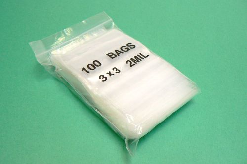 100 zip lock bags reclosable clear 2mil poly zip seal bag 3”x3” baggies ziplock for sale