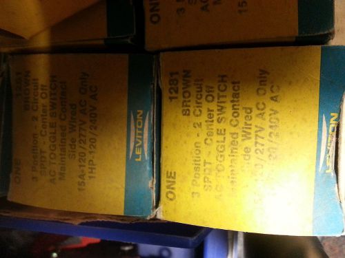 Leviton - Brown 3 position, 2 circuit SPDT AC Toggle Switch (Part #1281) IN BOX