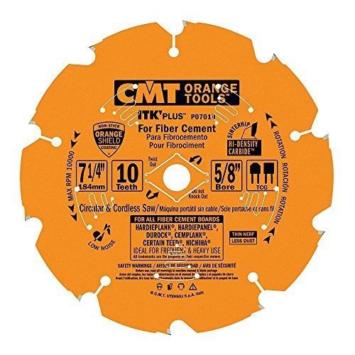 CMT P07010 ITK Plus Saw Blade for Fiber Cement, 7-1/4 X 10 Teeth, TCG with