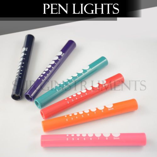 6 disposable penlights diagnostic ent emergency medical - assorted colors for sale
