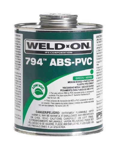 Weldon weld-on 10274 green 794 medium-bodied transition abs to pvc plumbing for sale