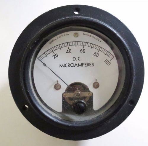 Simpson D.C. 0-150 Microampere Panel Meter, Good Condition T-012