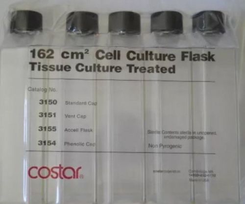 Sealed Bag Of 5 Corning Costar 3150 Tissue Culture Flasks 162 cm2