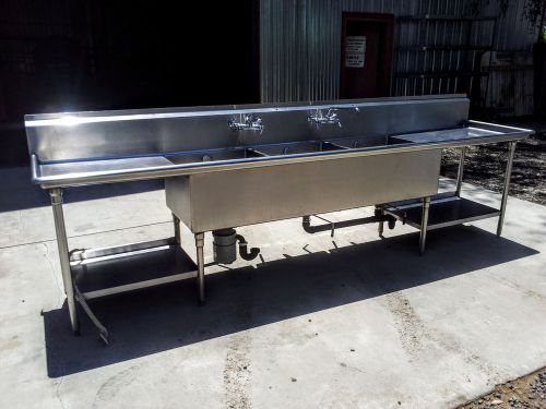 3 Compartment Restaurant Sink 142&#034; L X 30&#034; W x 36&#034;