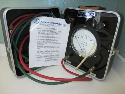 Florida Hydronics Hydronic Differential Meter. R-50 IS. W/ Hoses &amp; Case. 0-50&#034;