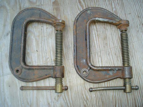 Pair of Cincinnati Tool Co. Welders C-Clamps, Hargrave, Made in USA,brass screws