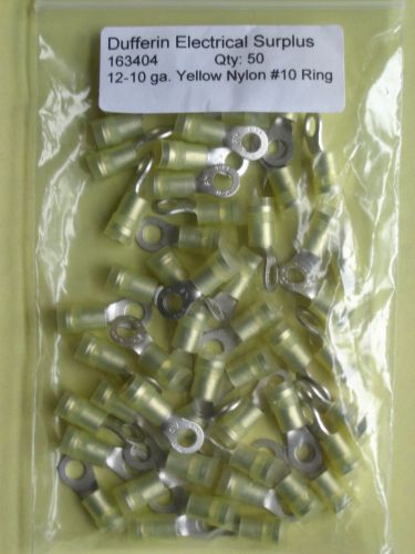 Quick cable 12-10 ga. yellow nylon double crimp #10 ring terminal for sale