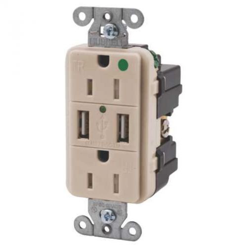 USB Charger Receptacle Almnd HUBBELL ELECTRICAL PRODUCTS USB8200LA 883778304965