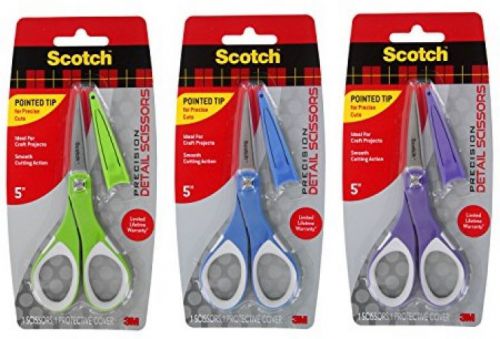 3m scotch precision 5 craft detail scissors, pointed tip with protective cover, for sale