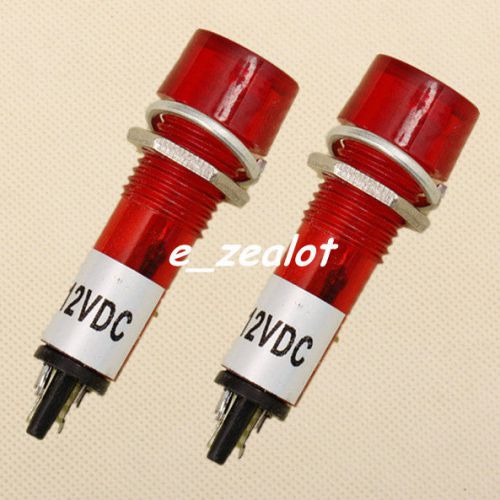 2pcs Red LED 10MM MINI PILOT LIGHT 12V DC Signal Light XD10-3