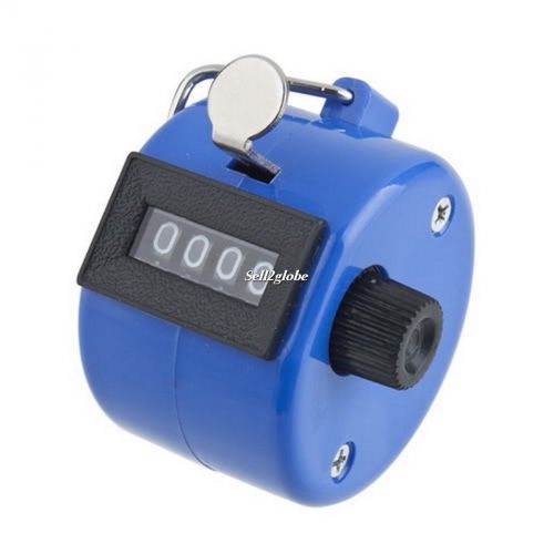 Chrome Hand held 4 Digit display Number Tally Counter Clicker Golf Blue G8