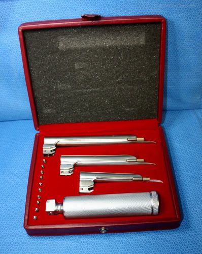 ZULCO Adult Child Laryngoscope Set D Handle (3) Wisconsin Blades w/ Case NOS