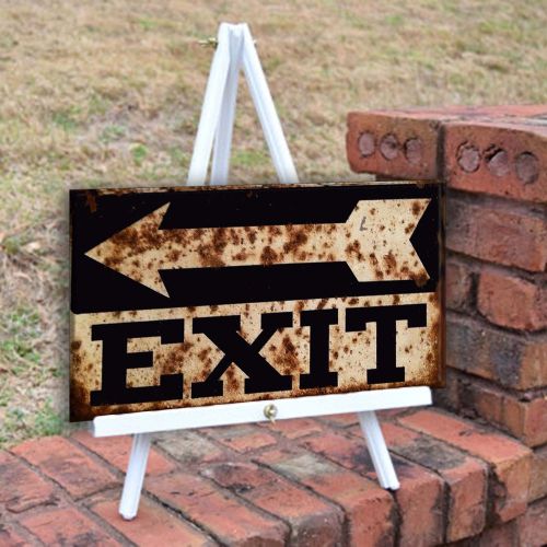 Vintage Exit weathered antique look - metal wall decor for garage bar