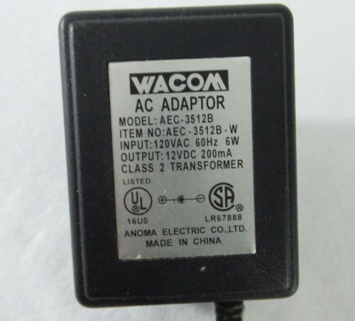 Wacom Intuous 2 AEC-3512B Power Adapter Class 2 Transformer 12 VDC