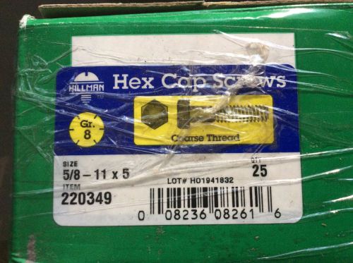 Hex cap screw 5/8 -11 x 5&#034; gr. 8 ,yellow zinc , 20 bolts. for sale