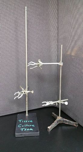 Laboratory stands w 3 clamp holders (3 flask joint tools) lot of 2 for sale