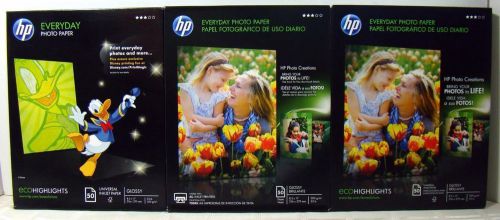 HP Everyday Glossy Photo Inkjet Paper 8.5&#034; x 11&#034; Lot 3 x 50 = 150 Sheets [00805]
