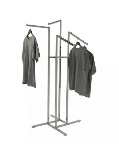 Store Display Fixtures 4 ARM CLOTHING GARMENT RACK ON ROLLERS ADJUSTABLE ARMS