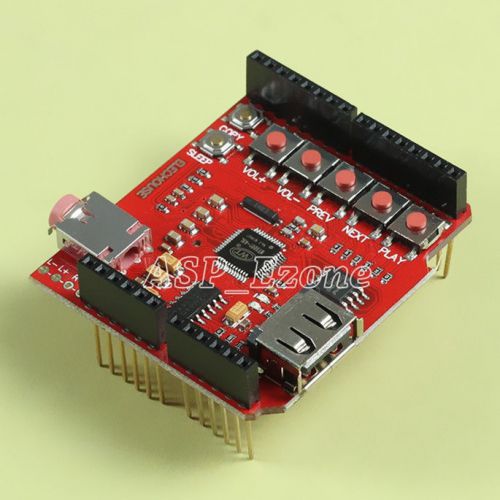 Mp3 shield with usb u-disk two sd card 64mbit flash audio amplifier for arduino for sale