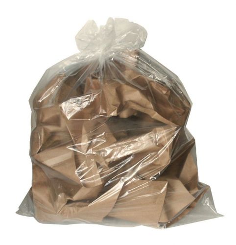 Aluf 40MCL Extra Strong Low Density Clear Plastic Garbage Bags - 250 Count