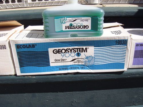 Ecolab geo system 9000 gem dry liquid rinse additive  full box of 4 (48 oz ea) for sale