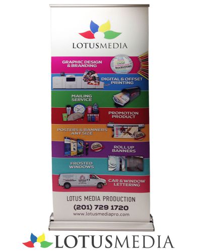33x80&#034; deluxe retractable roll up trade show display banner stand, free print for sale