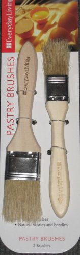 Everyday Living 2 Pastry Brushes 1&#034; &amp; 1 1/2&#034; Natural Bristles &amp; Handle