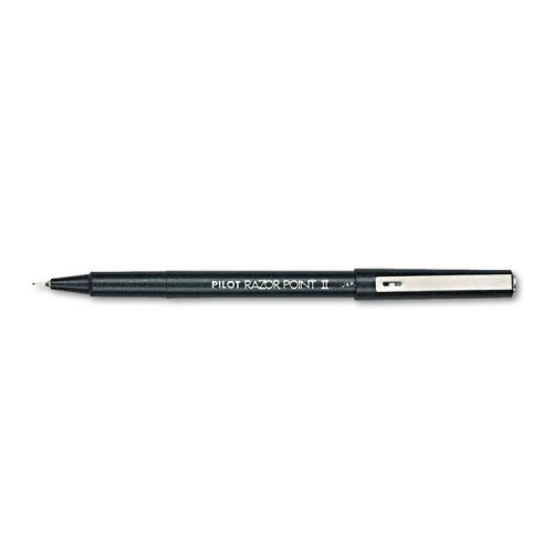 &#034;Pilot Razor Point Ii Super Fine Marker Pen, Black Ink, .2mm, Dozen&#034;