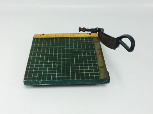 Vintage used green monarch milton bradley auto lift blade drafting paper cutter for sale