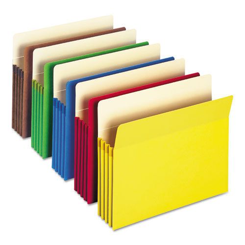 3 1/2&#034; Accordion Expansion Colored File Pocket, Straight Tab, Ltr, Asst, 25/Box